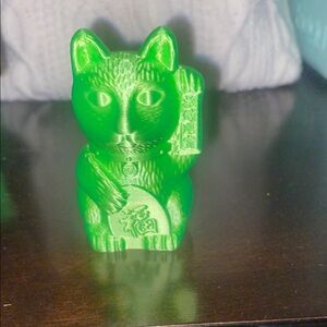 Green Lucky Cat Figurine